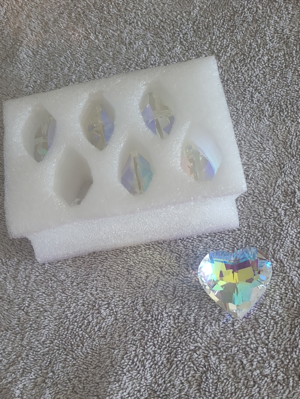 6 Heart Crystal Prism Suncatchers-NWOT